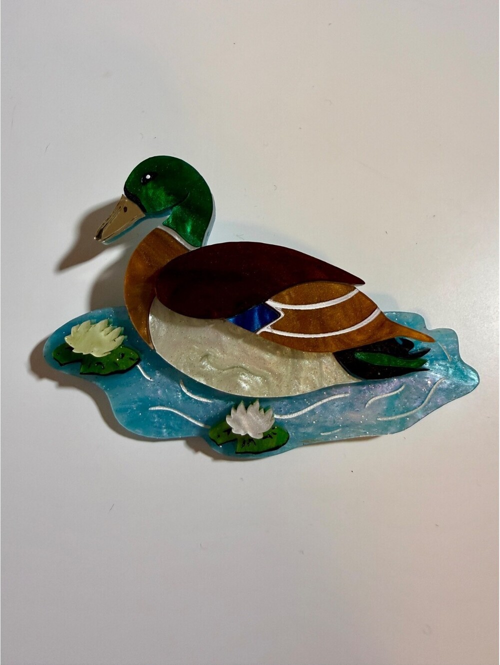 Mallard Duck Brooch - Curious Carousel - Autumn Nature Lily Pad Pond Bird Pin